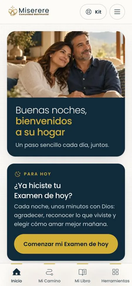 Pantalla de inicio de la app Amor en Acción